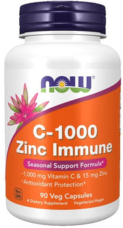 Produkto nuotrauka: NOW Foods C-1000 Zinc Immune - 90 kapsulių
