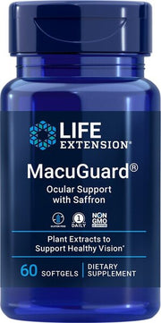 Life Extension MacuGuard acu atbalsts ar safrānu – 60 kapsulas