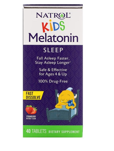 Natrol Kids melatonīns, zemeņu garša – 40 košļājamās tabletes