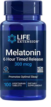 Life Extension melatonīns ar 6 stundu atbrīvošanos, 300 mcg - 100 veģetārās tabletes