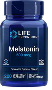 Life Extension melatonīns, 500 mcg – 200 kapsulas
