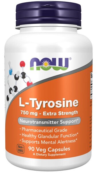 NOW Foods L-tirozīns, īpaši spēcīgs 750 mg – 90 kapsulas