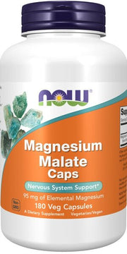 NOW Foods magnija malāta kapsulas – 180 kapsulas