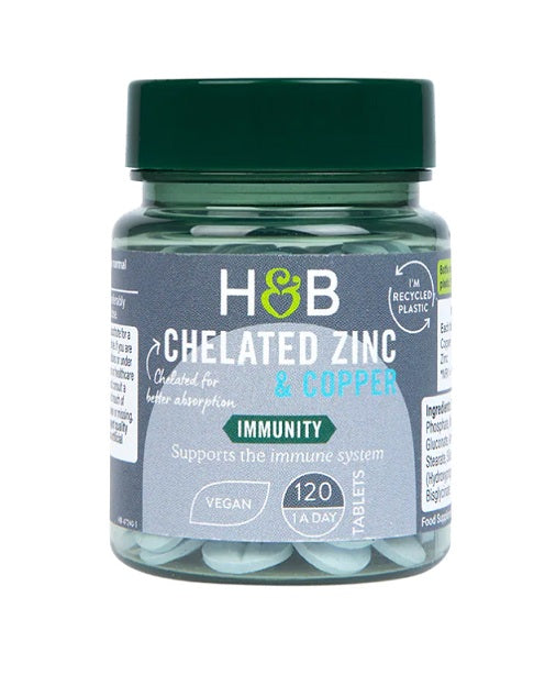 Holland & Barrett helātā cinka un vara maisījums, 15 mg – 120 tabletes