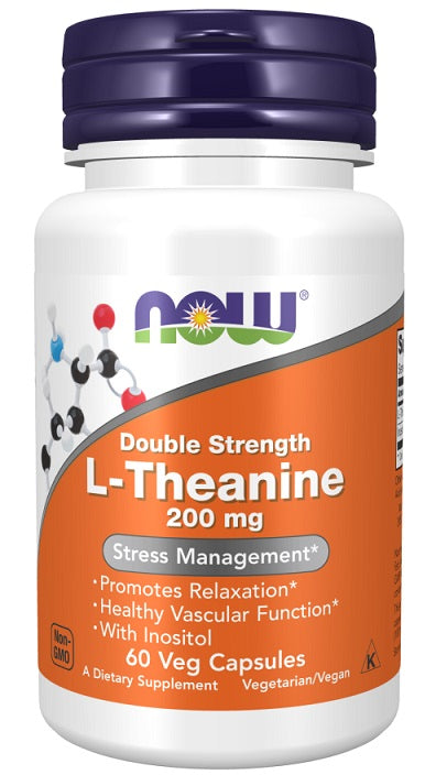NOW Foods Double Strength L-Teanīns, 200 mg – 60 kapsulas