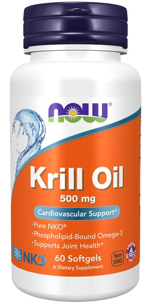 NOW Foods krila eļļa, 500 mg – 60 kapsulas
