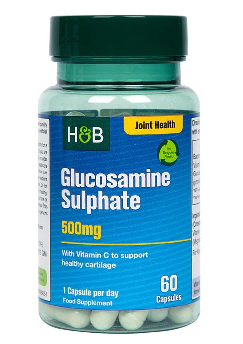 Holland & Barrett glikozamīna sulfāts, 500 mg – 60 kapsulas