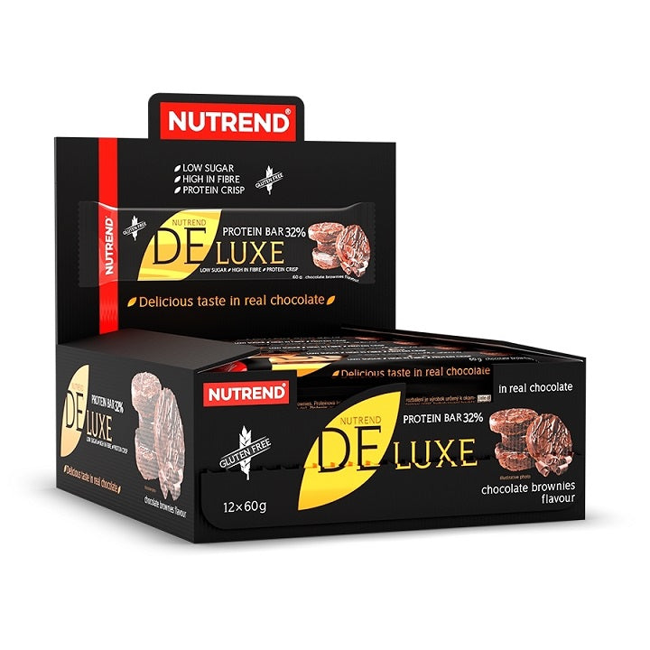 Nutrend Deluxe proteīna batoniņš, šokolādes brauniji — 12 x 60 g