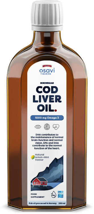 Produkto nuotrauka: Osavi Norwegian Cod Liver Oil, 1000mg Omega 3 (Lemon-Mint) - 250 ml.