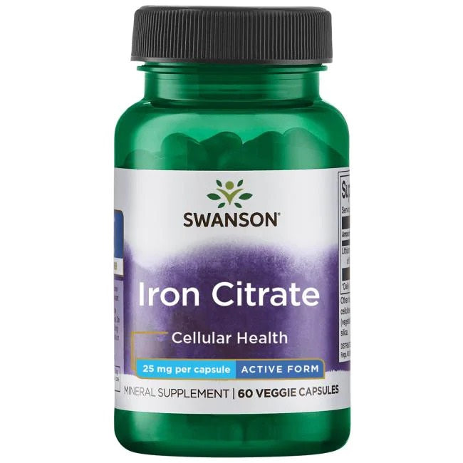 Swanson Dzelzs citrāts, 25 mg – 60 kapsulas
