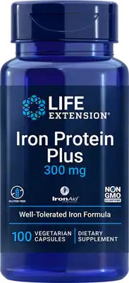 Life Extension dzelzs proteīni plus, 300 mg – 100 kapsulas
