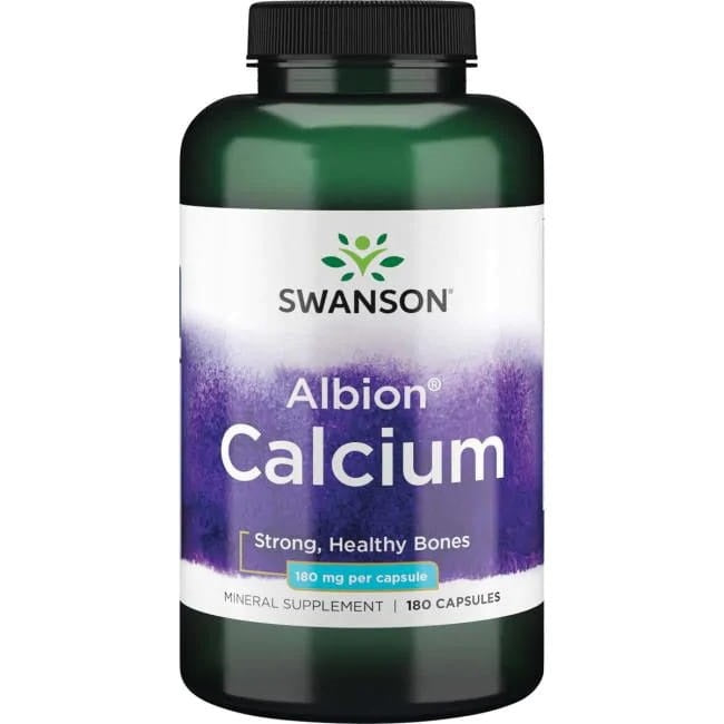 Swanson Albion kalcijs, 180 mg – 180 kapsulas
