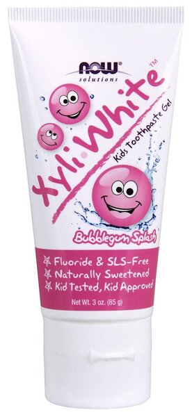 NOW Foods XyliWhite Kids, košļājamās gumijas aromāta dzēriens Burbing gum Splash – 85 g