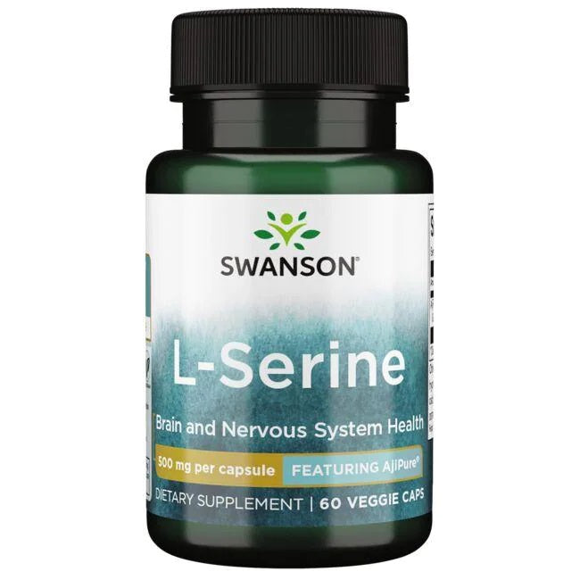 Swanson L-serīns, 500 mg – 60 kapsulas