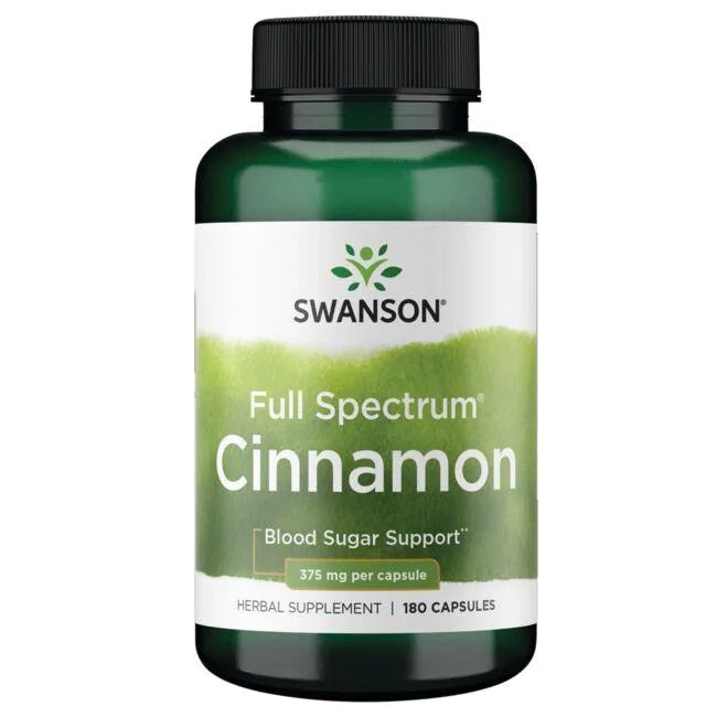Swanson plaša spektra kanēlis, 375 mg – 180 kapsulas