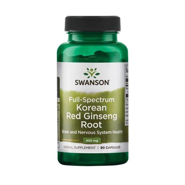 Swanson pilna spektra korejiešu sarkanais žeņšeņs, sakne, 400 mg – 90 kapsulas