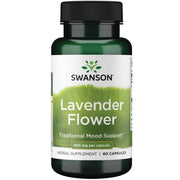 Swanson lavandas ziedu garšas dzēriens, 400 mg – 60 kapsulas