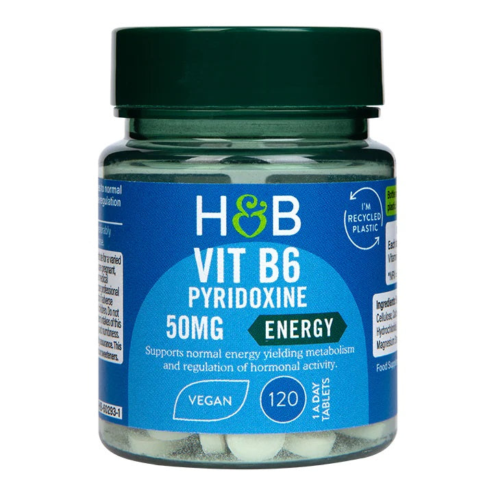 Holland & Barrett vitamīns B6, 50 mg – 120 tabletes