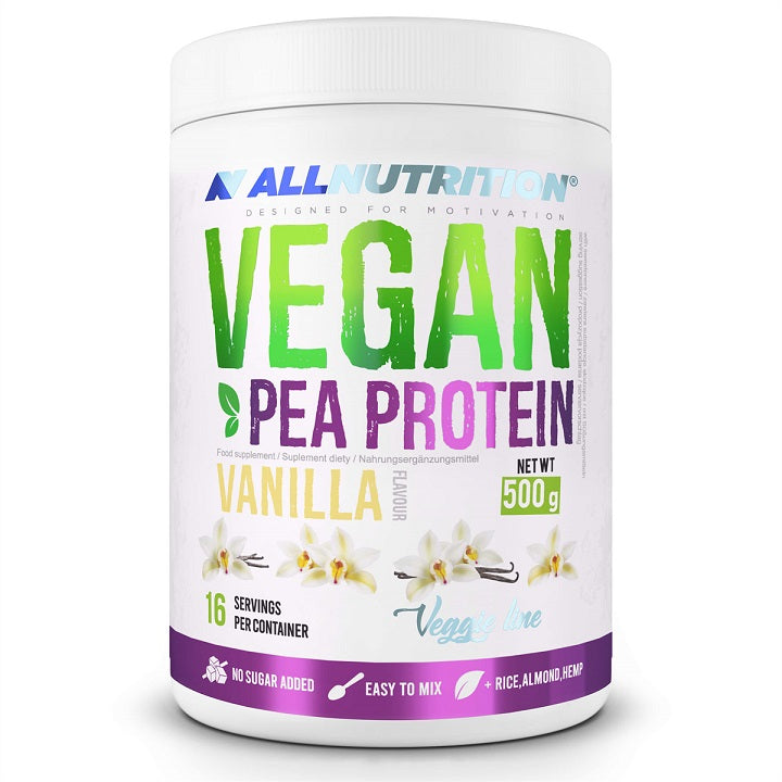 Allnutrition zirņu proteīns, vaniļas garša – 500 g