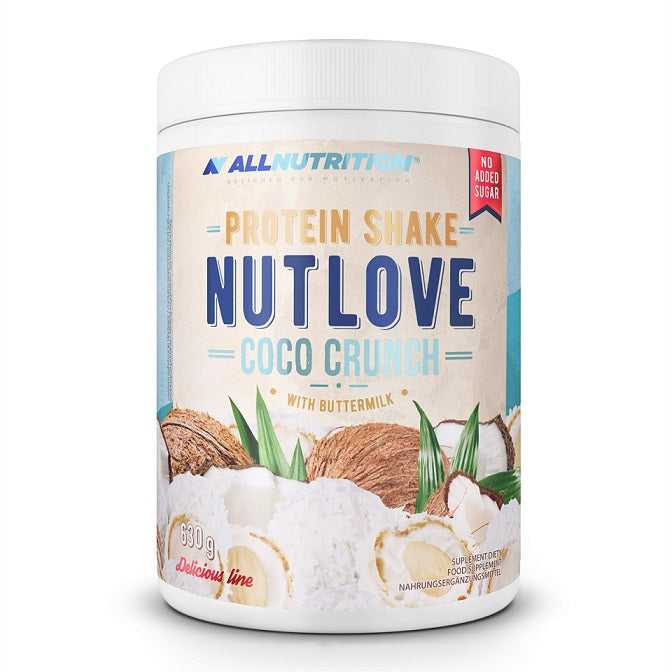Allnutrition Nutlove olbaltumvielu kokteilis ar kokosriekstu skaidiņām – 630 g