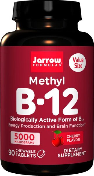 Jarrow Formulas Methyl B-12, 5000mcg (ķiršu) - 90 košļājamās tabletes