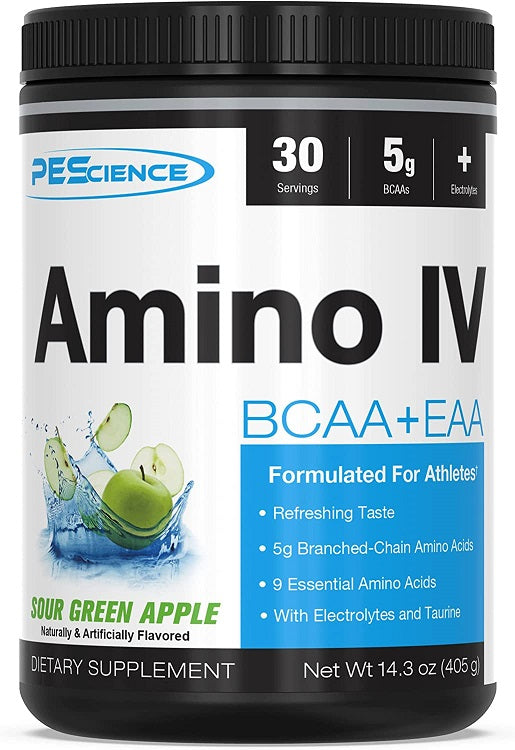 PEScience Amino IV, skābu zaļo ābolu garša – 405 g