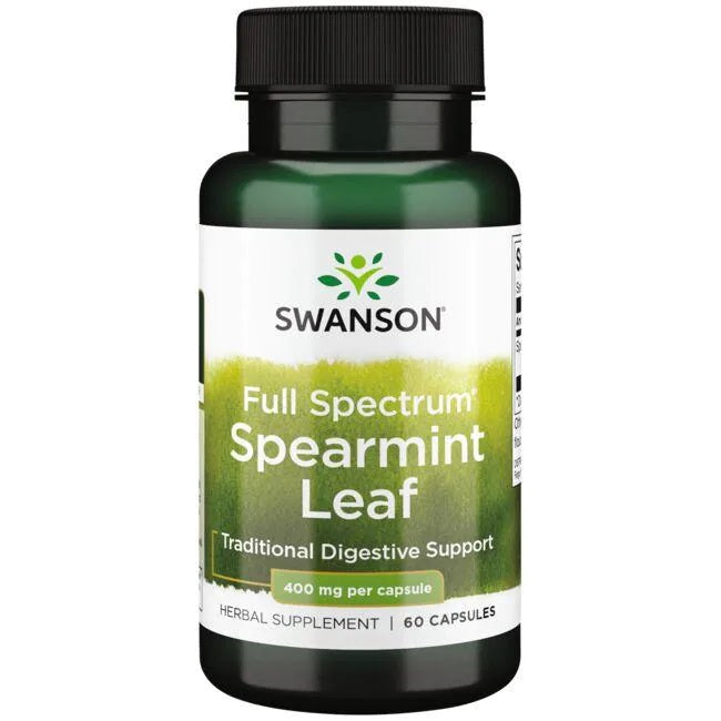 Swanson plaša spektra piparmētru lapas, 400 mg – 60 kapsulas