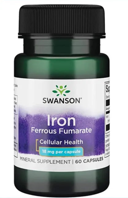 Swanson Dzelzs (dzelzs fumarāts), 18 mg – 60 kapsulas