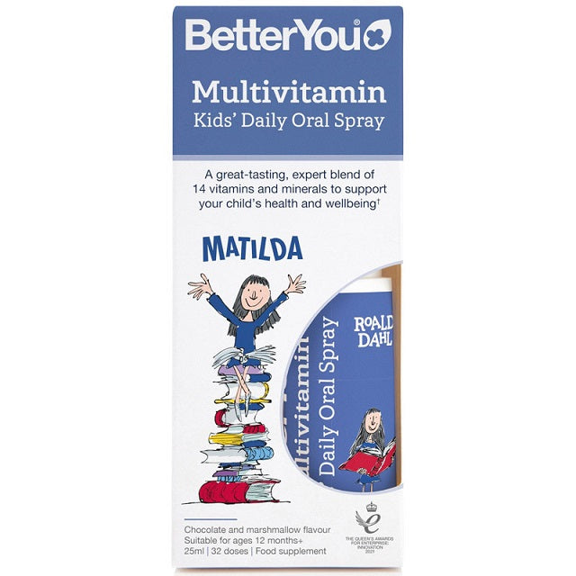 BetterYou multivitamīnu bērniem paredzēts ikdienas mutes aerosols ar šokolādes un zefīru garšu – 25 ml.