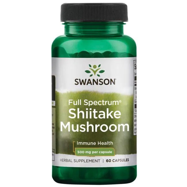 Swanson plaša spektra šitake sēnes, 500 mg – 60 kapsulas