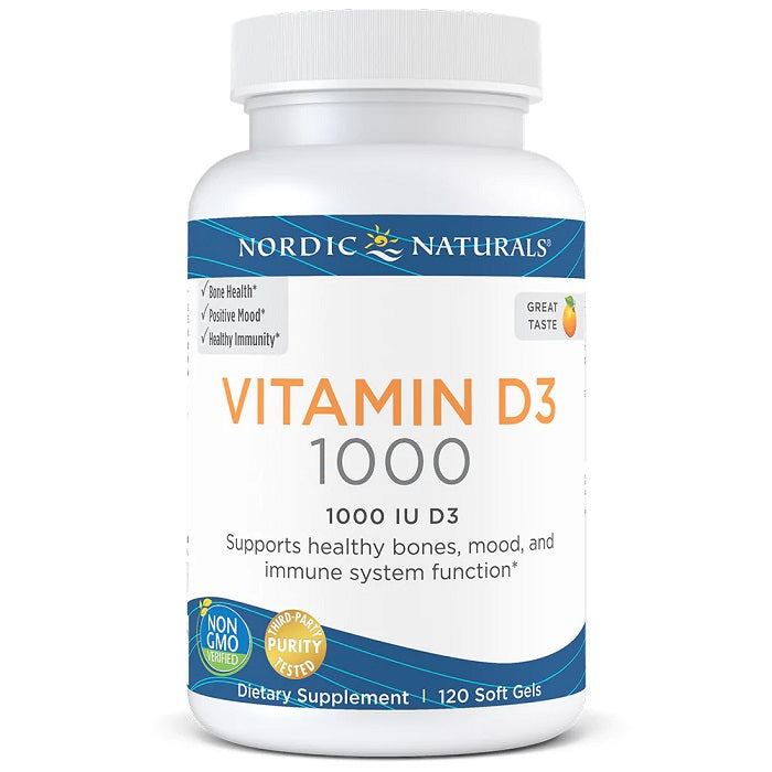 Nordic Naturals D3 vitamīns, 1000 SV ar apelsīnu garšu – 120 kapsulas
