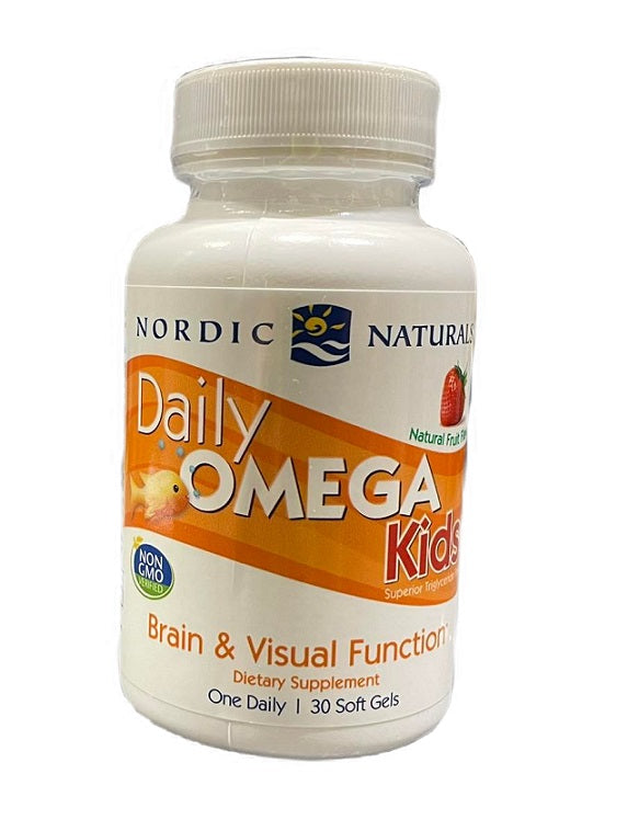 Nordic Naturals Daily Omega Kids, dabīga augļu garša – 30 kapsulas