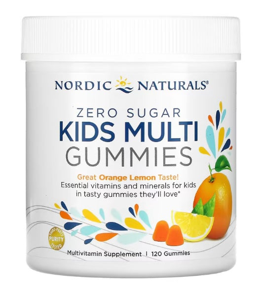 Nordic Naturals Kids Multi Zero Sugar, apelsīnu un citronu garšas gumijas lācīši – 120 gumijas lācīši