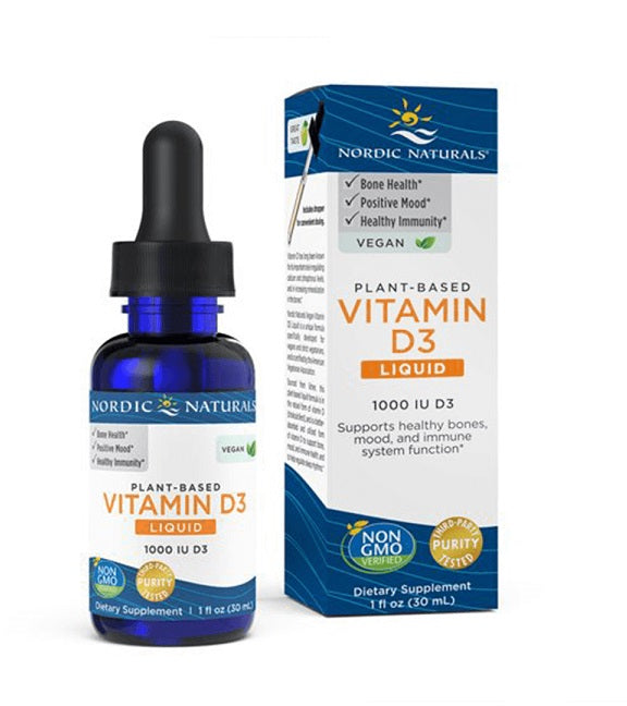 Nordic Naturals augu izcelsmes D3 vitamīna šķidrums, 1000 SV ar ābolu garšu – 30 ml.