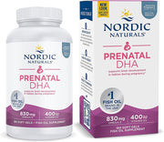 Nordic Naturals Prenatal DHA, 830 mg Omega-3 + 400 IU D3 bez garšas – 180 kapsulas