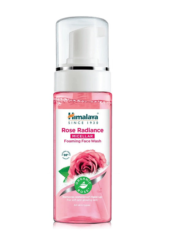 Himalaya Rose Radiance micelārās putas sejas mazgāšanai – 150 ml.