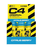 Cellucor C4 Original pirmstreniņa dzēriens, citrusaugļu un ogu garša – 12 x 60 ml.
