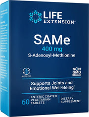 Life Extension SAMe S-Adenozilmetionīns, 400 mg - 60 zarnās šķīstošās tabletes