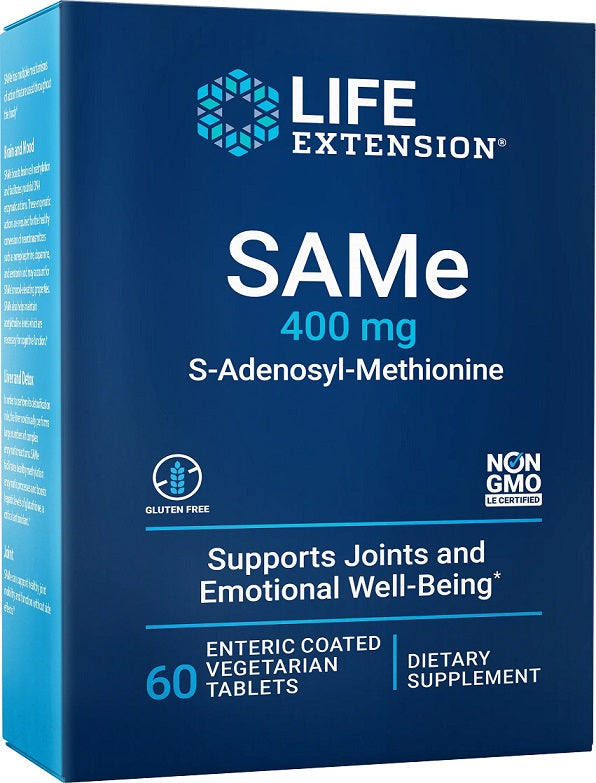 Life Extension SAMe S-Adenozilmetionīns, 400 mg - 60 zarnās šķīstošās tabletes