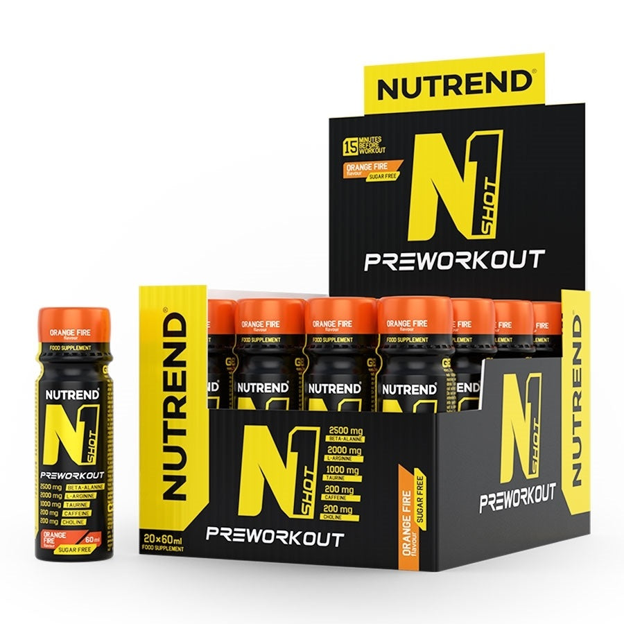 Nutrend N1 šots, oranžs, ugunīgs – 20 x 60 ml.