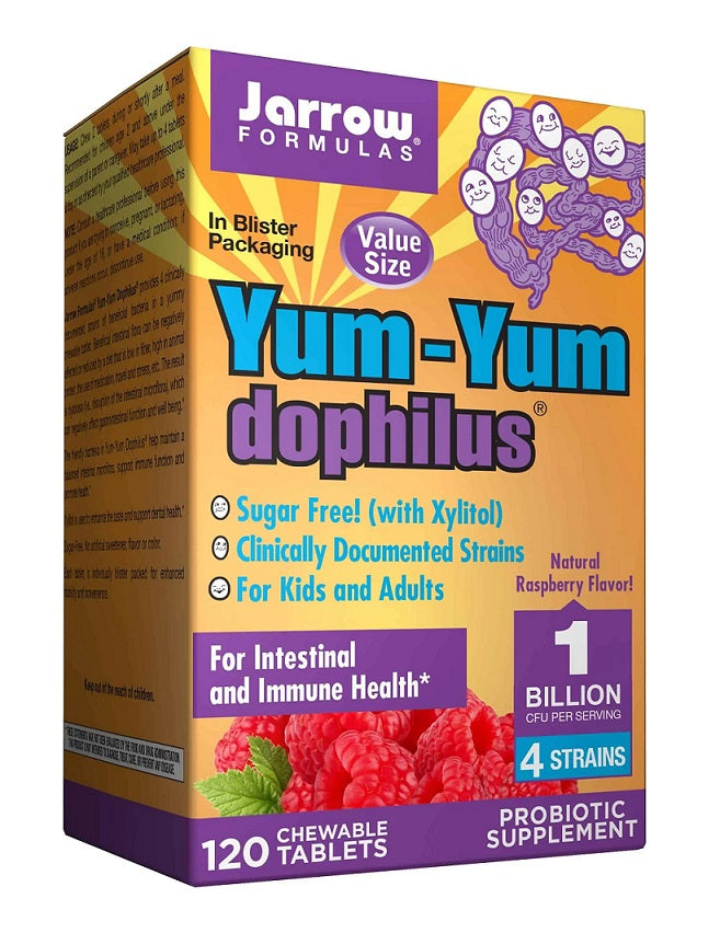 Jarrow Formulas Yum - Yum Dophilus, 1 milijardas KSV (Aviečių) – 120 kramtomųjų tablečių