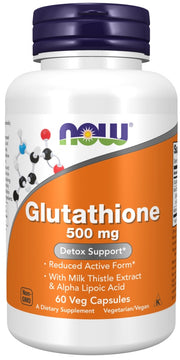 NOW Foods glutationis ar dadžu ekstraktu un alfa lipoiskābi, 500 mg – 60 kapsulas