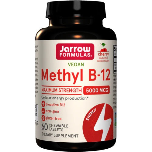 Jarrow Formulas Methyl B-12, 5000 mcg (ķiršu) – 60 košļājamās tabletes