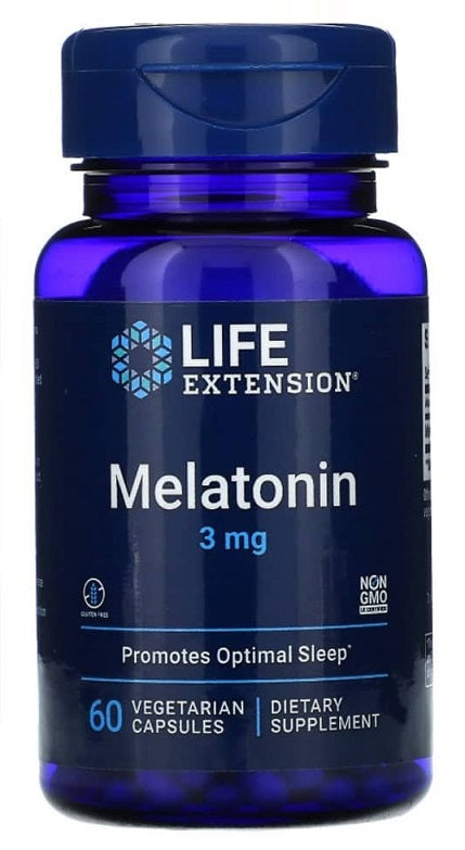Life Extension melatonīns, 3 mg - 60 kapsulas