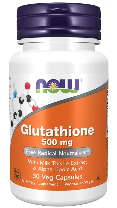 Produkto nuotrauka: NOW Foods Glutathione with Milk Thistle Extract & Alpha Lipoic Acid, 500mg - 30 kapsulių