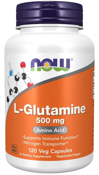 NOW Foods L-glutamīns, 500 mg – 120 kapsulas