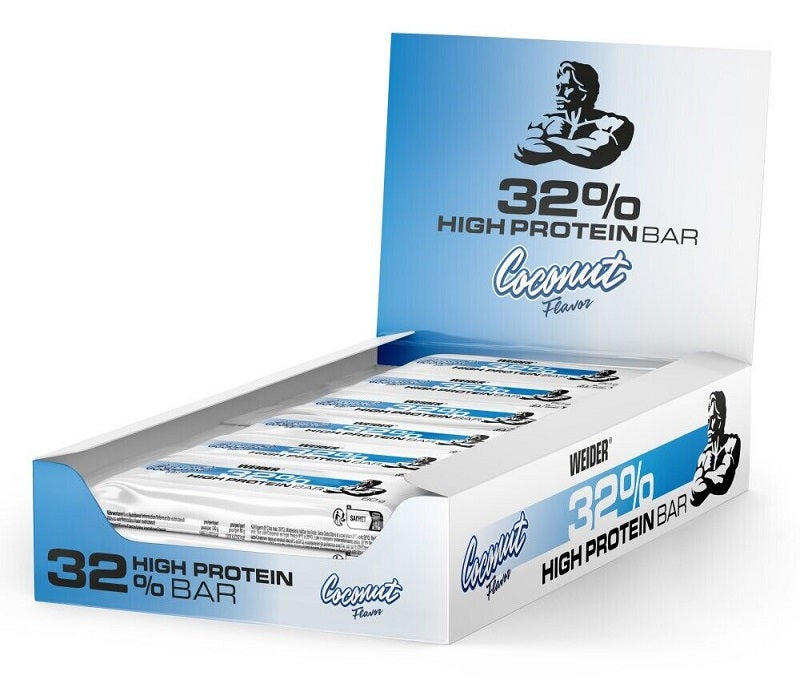 Weider 32% High Protein batoniņš, kokoss - 12 x 60g