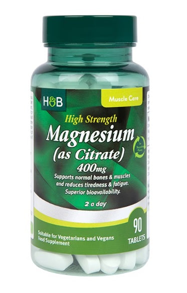 Holland & Barrett augstas potences magnijs (citrāta veidā), 400 mg – 90 tabletes