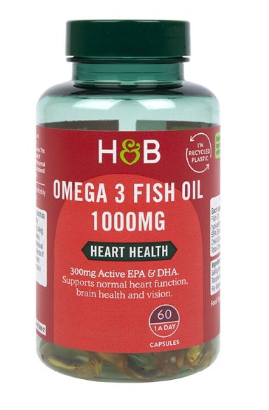 Holland & Barrett Omega 3 zivju eļļa, 1000 mg – 60 kapsulas