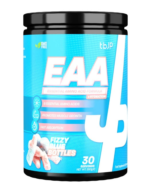 Trained by JP EAA + Hydration, putojošas zilas krāsas flakoniņi – 300 g